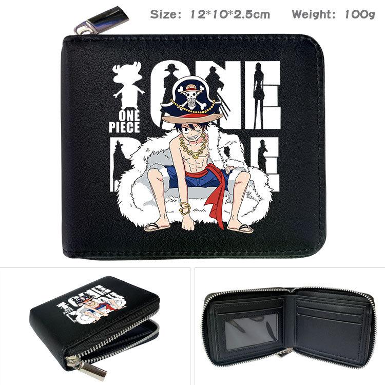 One Piece Anime Reißverschluss PU Geldbörse Luffy Aufdruck Kurzes Münzfach Kartenhalter