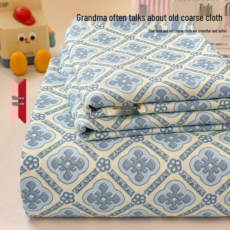 Floral Printed Cotton Coarse Cloth Bed Sheet and Duvet Cover Set for Dorm or Bedroom