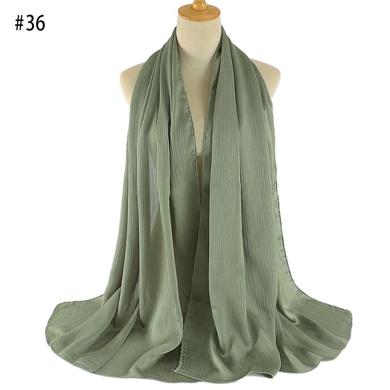 New Arrival Crinkle Satin Chiffon Hijab Scarf Plain Shawls Wrinkle Scarves Women Muslim Turban Solid Color Headscarf 36 Colors