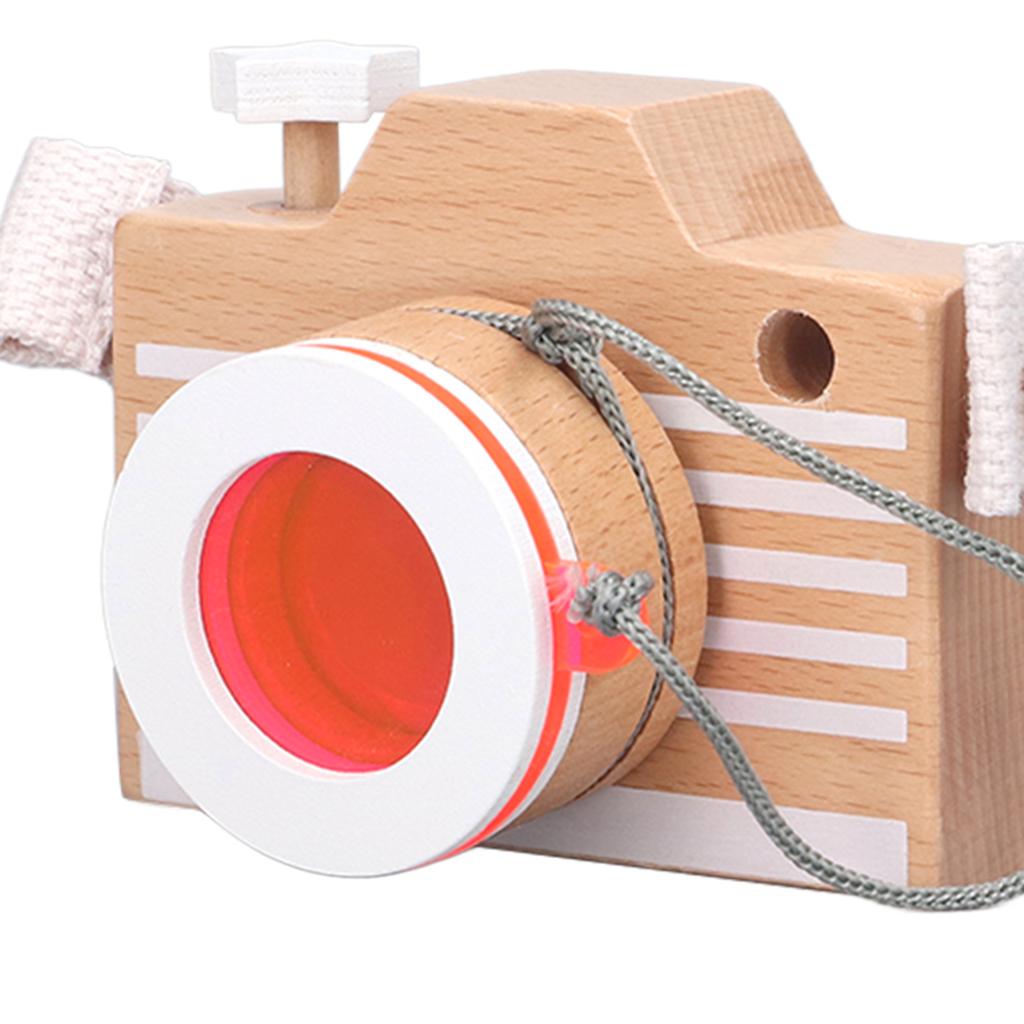 Wooden Camera Toy Educational Portable Innovative Basswood Kaleidoscope Camera for Children Toddlers