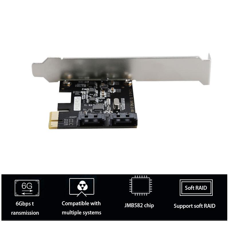 PCIE SATA Expansion Card PCI-E to Sata3.0 Adapter Plug and play PCI-E Riser Card Adapter Extender PCIe Converter JMB582 chip PCI-E Sata Adapter 6 Gbps