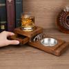 Huaqianguhh Wooden Ashtray with Whiskey Glass Holder & Drawer, Natural Wood Ash Tray for Indoor Outdoor, Heat Resistant Holder, Birthday Gifts Men