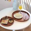 Round Wood Serving Tray Natural Candle Holder Tray Multifunctional Storage Tray  Kitchen Counter