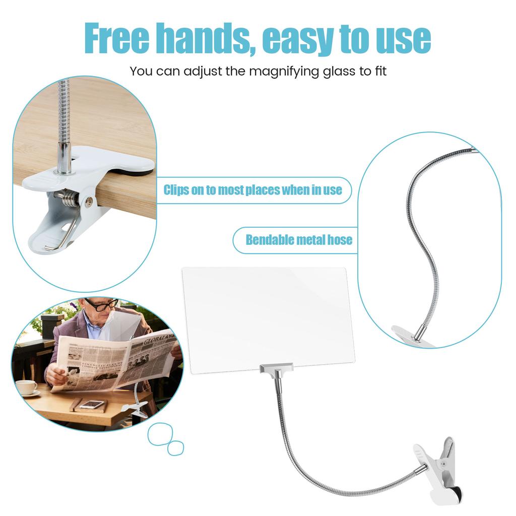 4X Magnifying Glass with Clamp 360 Degree Flexible Neck Magnifier Multipurpose Book Page Magnifying Glass for Reading Nail Art
