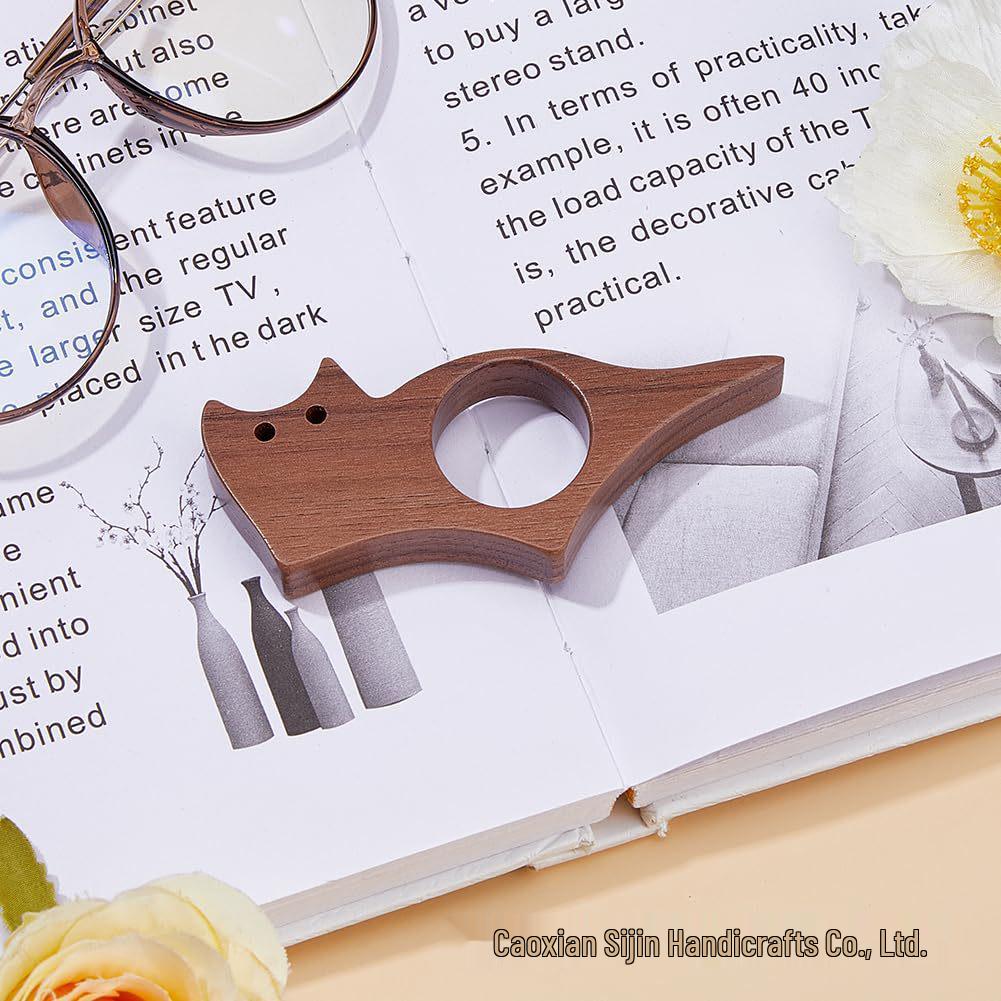 Daumen-Seitenhalter Lesezeichen aus Holz – Kätzchen & Welpen Design