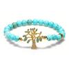 Turquoise Gemstone Bracelet Tree of Life Beaded Zircon Jewelry Men Women Natural Stone Wristband Stylish Accessory