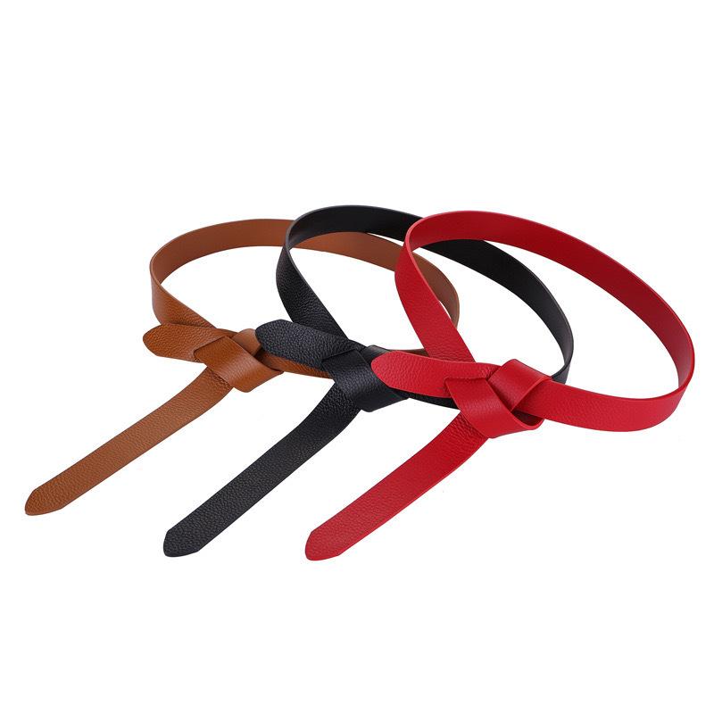 Knotted Genuine Leather Small Girdle, Pebbled Decorative Coat, Suit Belt, First-layer Cowhide Women's Belt