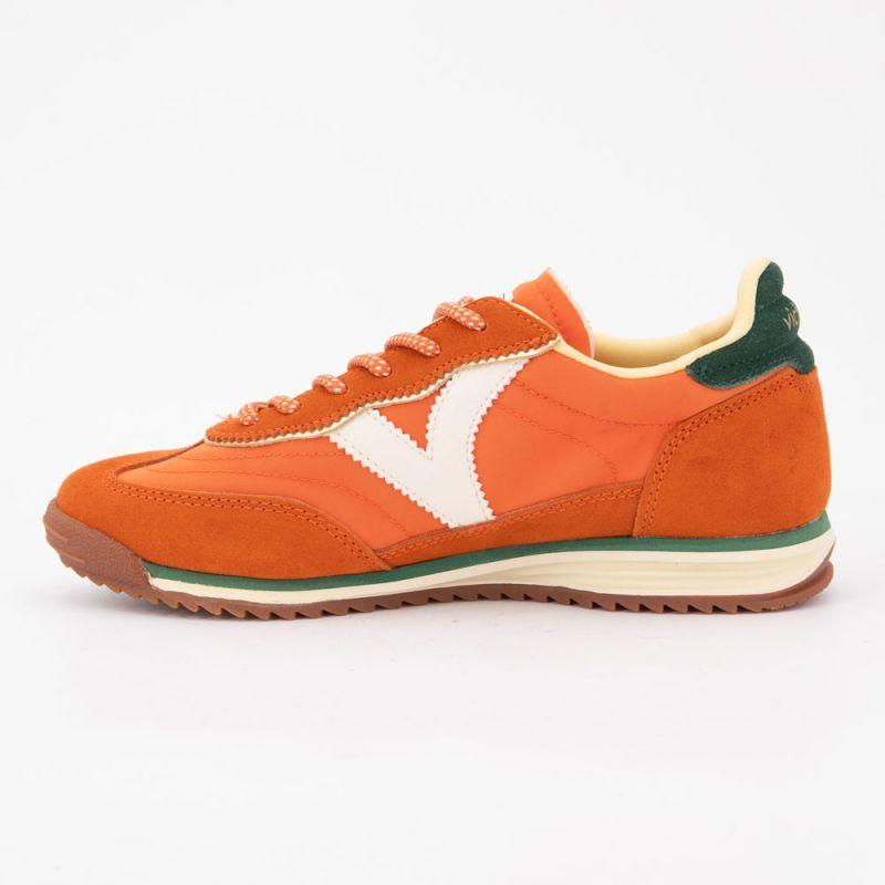 Baskets cuir orange lacets à motifs Femme VICTORIA