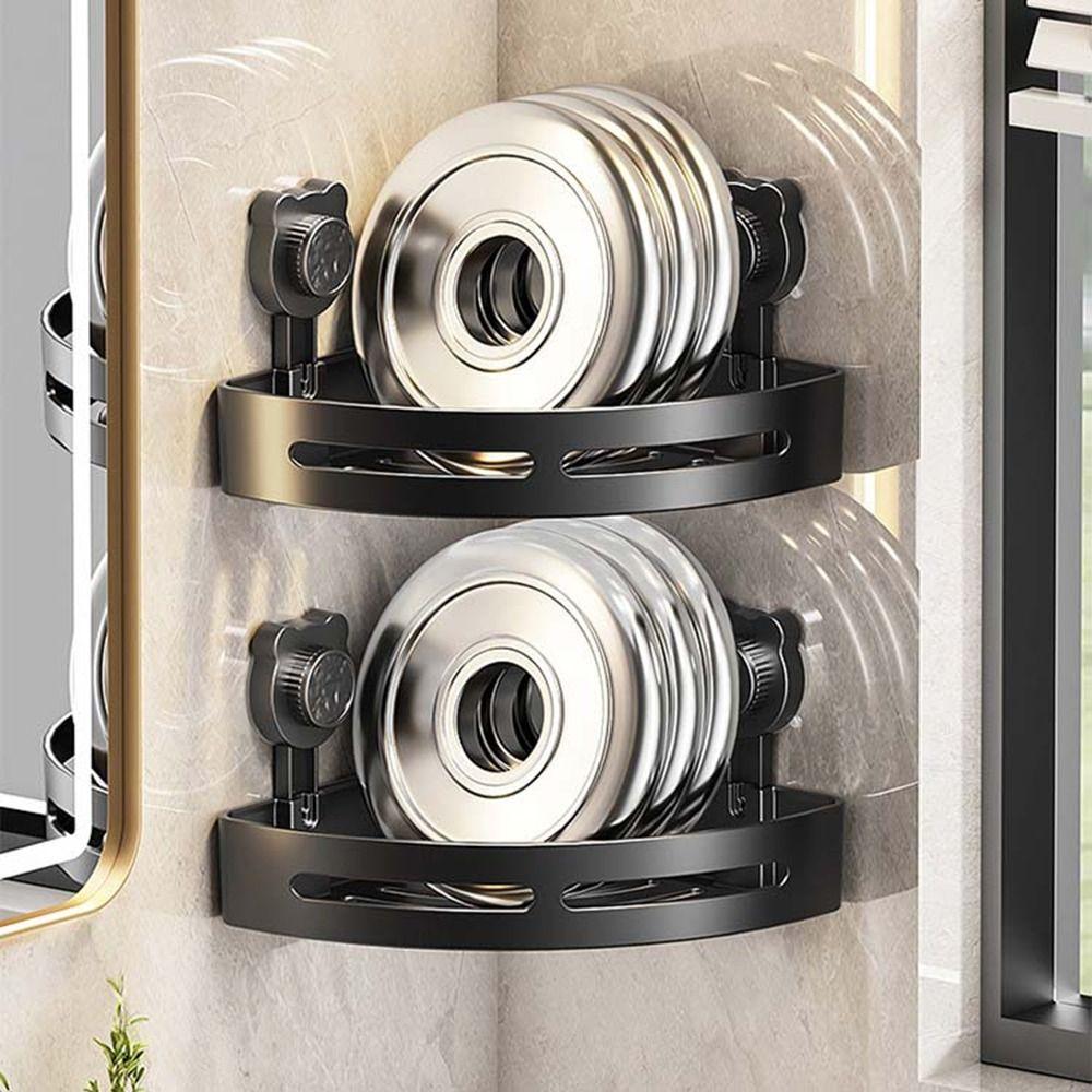 Wall Mounted Suction Cup Triangle Storage Rack Punch Free Wall Shower Shampoo Rack  for Home