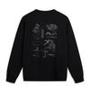 Li Ning Comfortable Simple Round Neck Letter Print Loose Versatile Sweatshirt Unisex sweatshirt Black AWDVF85-3