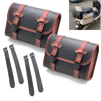 MIMIA Motorcycle Bag, Saddle Bag, Touring Bag, Tool Bag, Wallet, Small Item Pouch, Waterproof (Brown Set of 2)