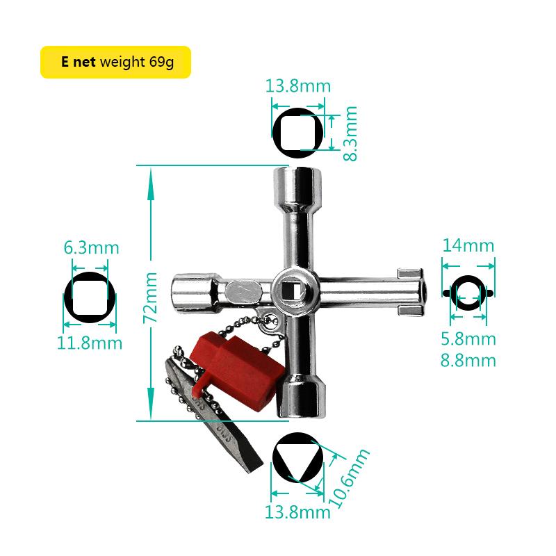Water Meter Valve Key, Inner Triangle Wrench, Multi-Purpose Tool, Electric Control Cabinet Car Elevator Cross Key Wrench