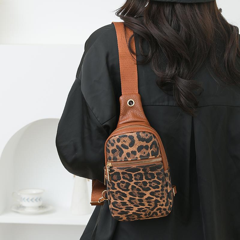 Τσάντα Στήθους με Λεοπάρ Μοτίβο Γυναικεία Τσάντα Χιαστί Χρωματική Αντίθεση Ώμου Κινητού Τηλεφώνου Μικρή Τσάντα