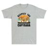 Respect The Capybara Funny Capybara Quote Retro Sunset Vintage Unisexs Tshirt Tee