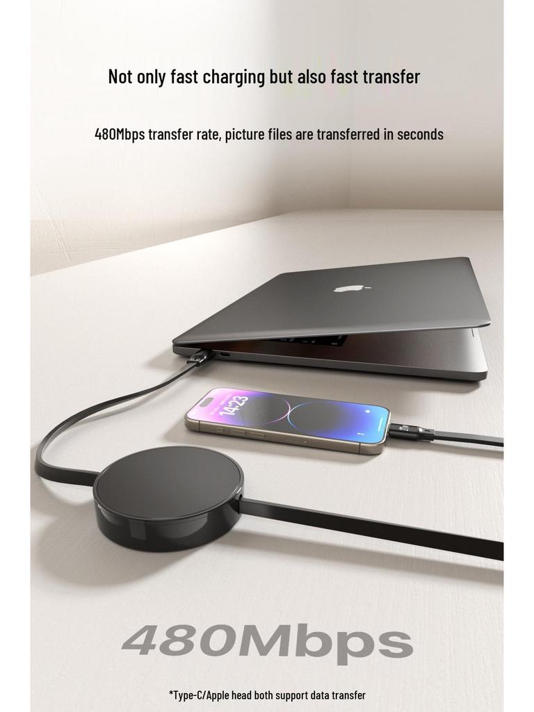 100W/27W PD Fast Charging Retractable Cable for Apple & Huawei Laptops