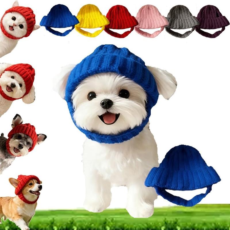 Red Wool Knit Dog Beanie with Ear Flaps Dog Warm Winter Hat Soft Knitted Pet Cap Cute Winter Hats for Cold Weather Outdoor