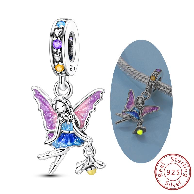 Luminous Series Copper Charms Beads Pendant Firefly Elf Paw Planet Charm Fit Original Bracelet Women Jewelry Gift