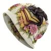 A Unisex Street-Style Fantasy-Themed Knitted Hat Featuring a Cute Black Dragon And Floral Book Patterns, Made from Durable Knitted Fabric, Comfortable