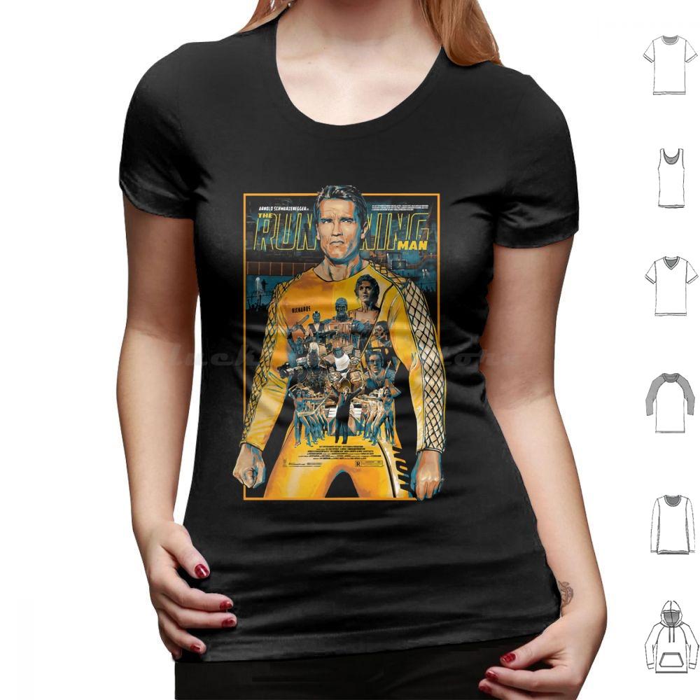 The Running Man Poster T Shirt Big Size 100 Cotton The Running Man Arnie Schwarzenegger Movie Action 80s Retro Geek Arnold