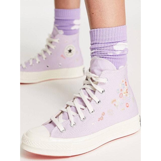 

Сиреневые кроссовки Converse Chuck 70 Hi Things to Grow с цветочной вышивкой