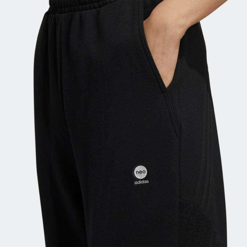 Adidas FW22 Solid Color Logo Print Mid-Rise Jogger Pants Women Bottoms Black IA6762