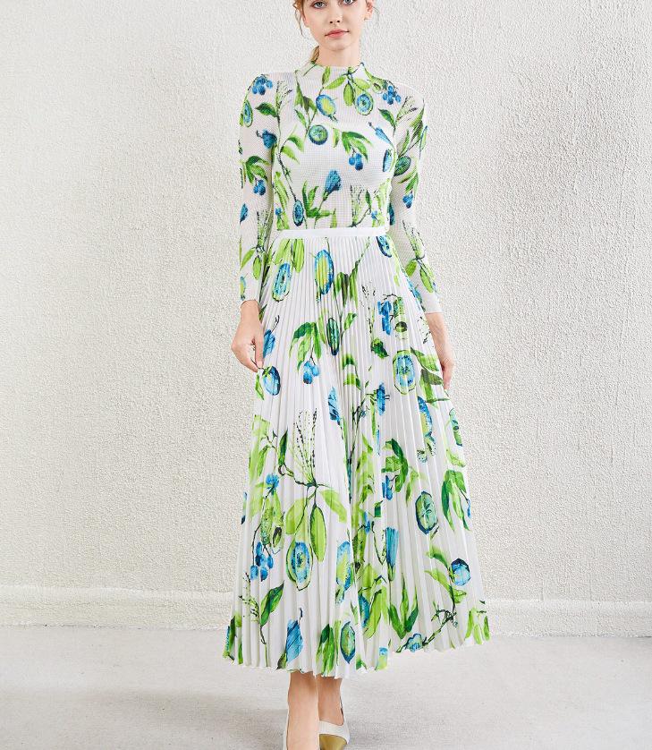 

Женская мода осень 2025: Комплект из плиссированного топа и юбки в европейском и американском стиле One Size зелёный