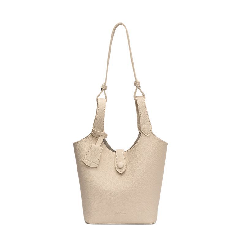 Large-Capacity Hand-Carried Bucket Bag, Female Lychee Pattern Vegetable Basket, Shoulder Messenger Bag.