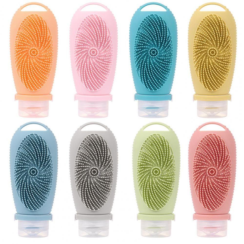2 in 1 Shower Brush Bottle 100ml Toiletry Containers Portable Travel Refillable Bottles