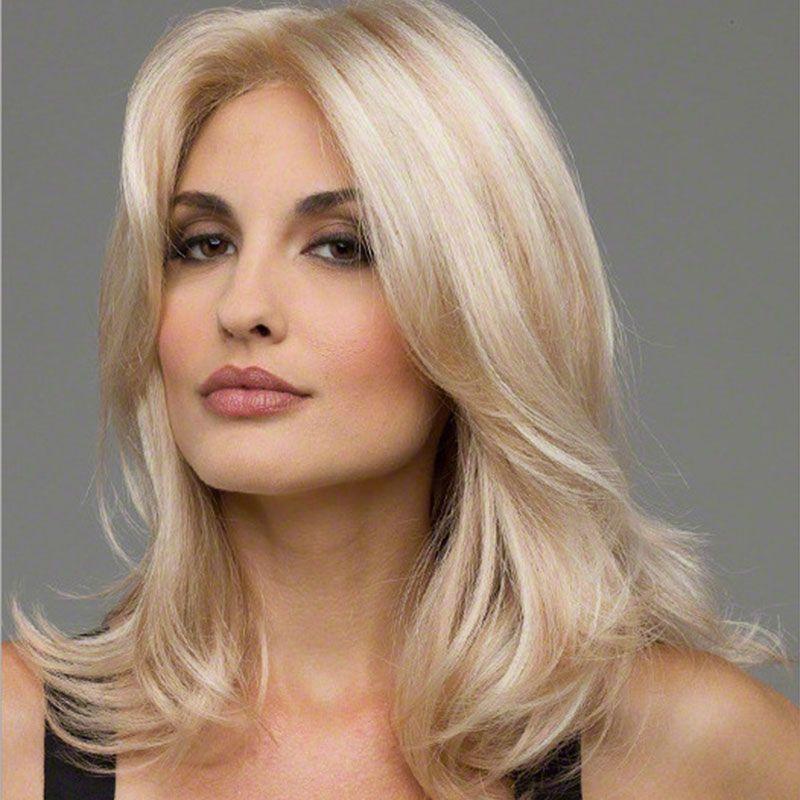 Women s Fashion Wig: Light Blonde, Center-Parted, Voluminous Curls, Large Waves, High-Temperature Silk Wig YN270