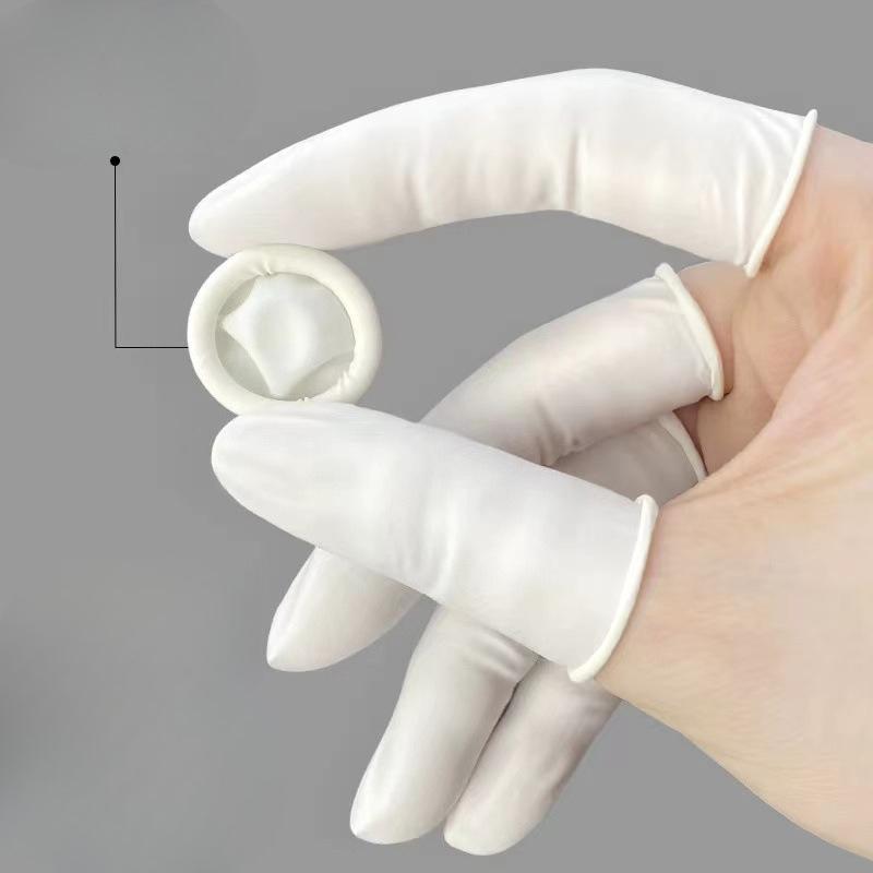 200 st engångs fingerborgar i vit latex, tjocka, dammfria, halkfria, slitstarka, fingerborgar för skönhets- och nagelskydd