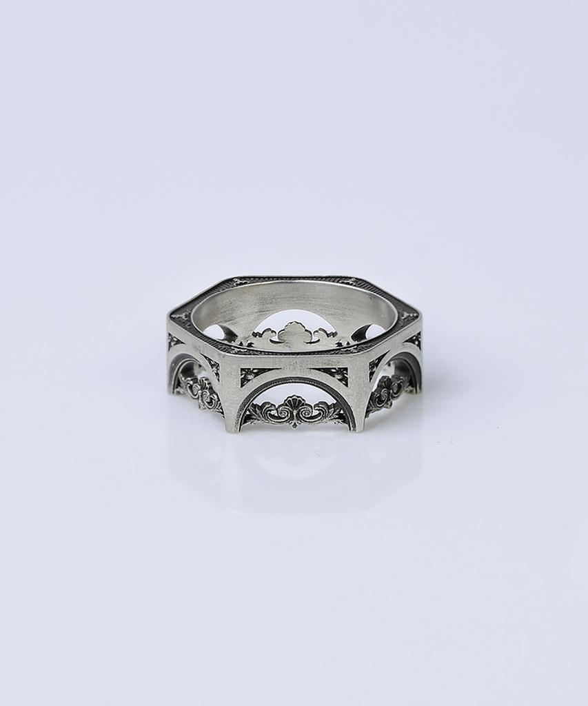 Address669 Structure Silver Ring #7