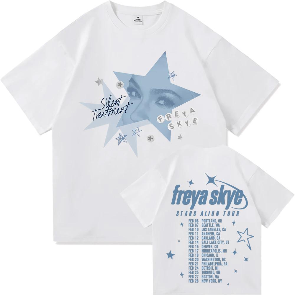 Silent Treatment Tee Freya Skye Stars Align Tour 2026 T-Shirt Herren Damen Harajuku Ästhetik Hig S gray