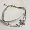 Shiny  Choker For Women Luxury Delicate Punk Splicing Chain Necklace Bracelet Temperament Collars Buckle Shape Jewelry