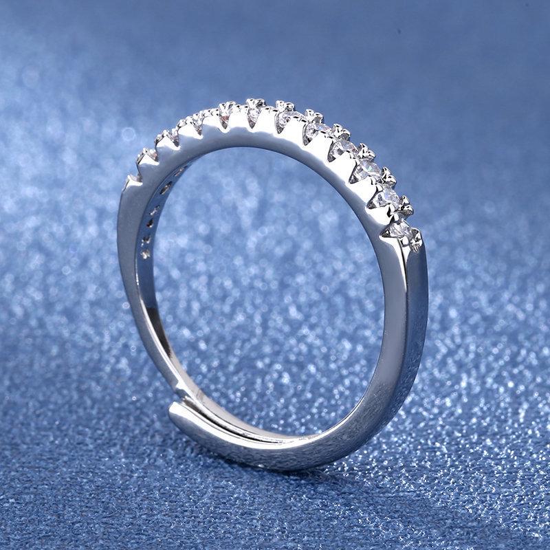 Women's High-End Imitation Moissanite Open Ring - Classic Light Luxury One Carat Versatile Tail Jewelry
