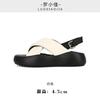 Sheepskin bread sandals women's summer leather shoes heightened thick soles crossed with clouds bubbles casual versatile Rome