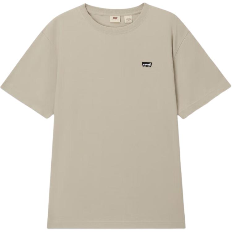 Levis Plain Minimalist Round Neck Pullover Short Sleeve T-Shirt Men Tops Khaki 001AN-0002