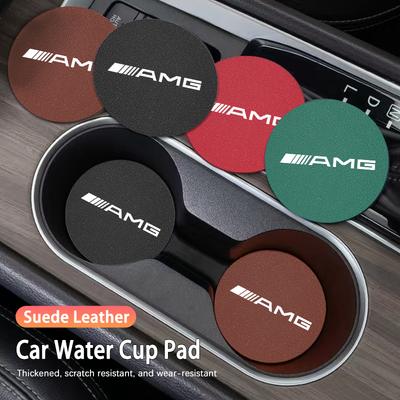 2Pcs Car Coaster Water Cup Mat Non-Slip Pad For AMG W177 B Classe A W639 W163 W245 Smart C220 W123 W206 W176 B180 W169 GLC GLK