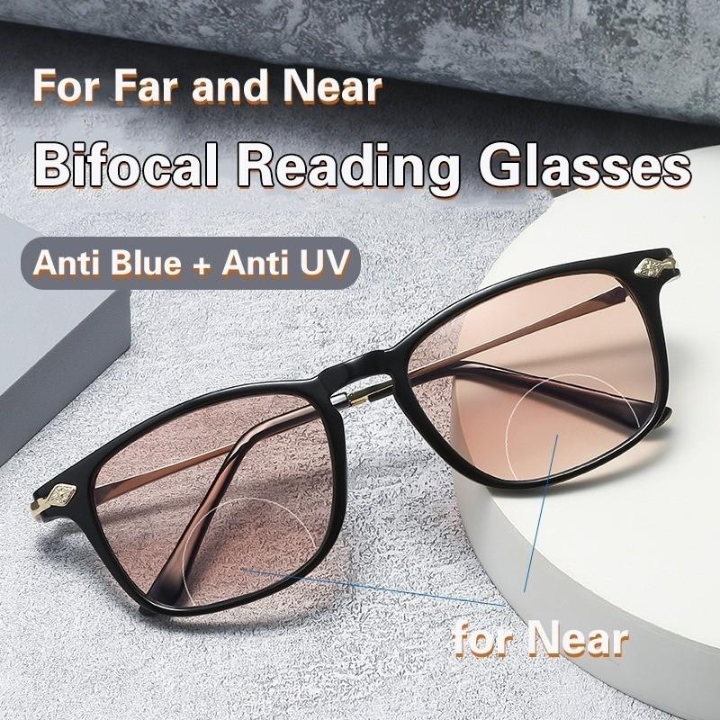 8PCS Bifocal Reading Glasses Anti Blue Light Presbyopia Glasses Far and Near Reading Eyeglasses Dual-purpose Reading Sunglasses