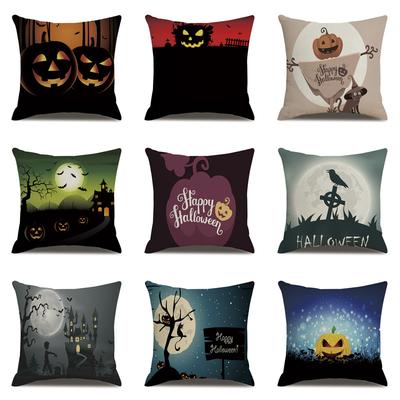 Halloween Linen Pillow Cover Printed Pillow Cover