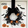 Pumpkin Wreath Halloween for Front Door 9 Inch with Black Entrance Decor