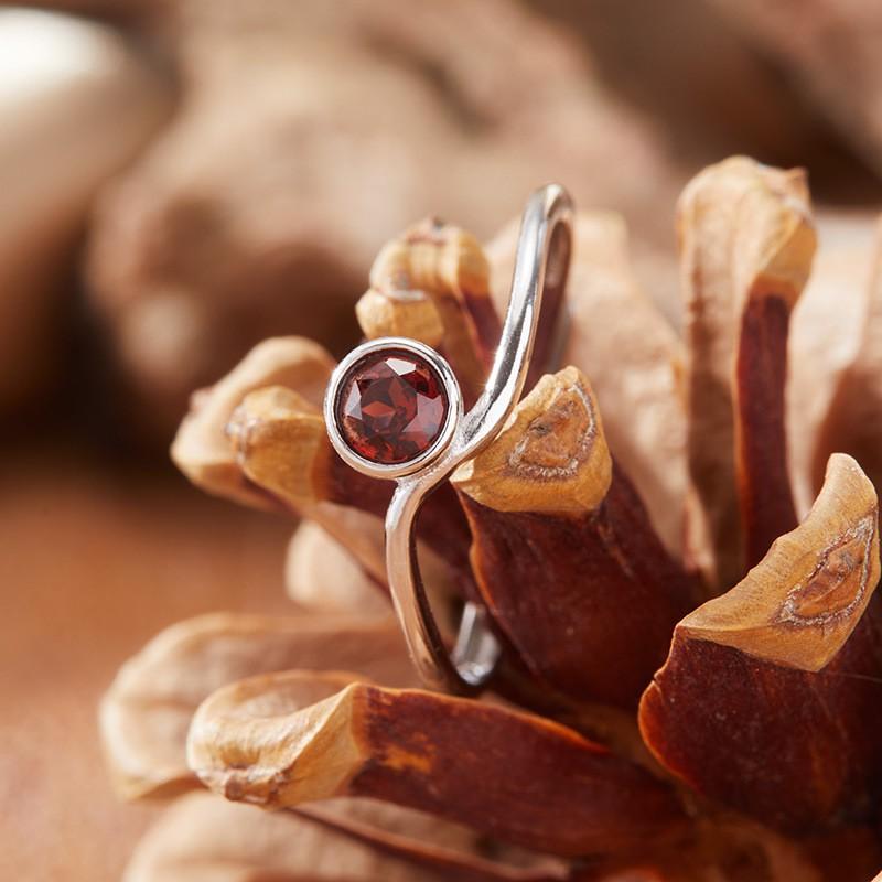 Womens Natural Amethyst Citrine Garnet Ring Geometric Jewelry