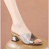 New Style Chunky Women's Shoes with Anti-slip Toe Cap and High Heels, Large Size, Flip-flops