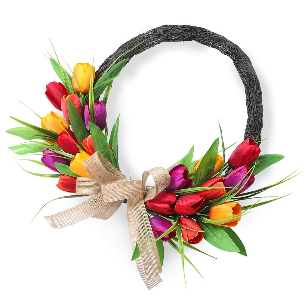 Artificial Flower Wreath 40cm Spring   Wreath Front Door Decoration for Indoor Outdoor
