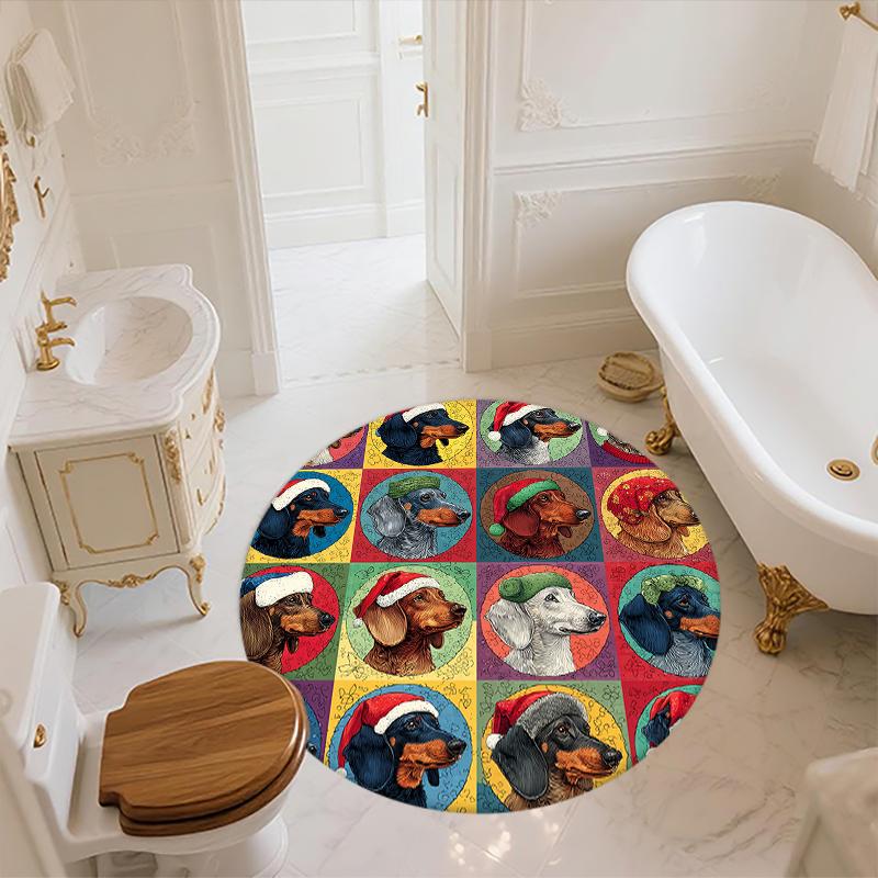 Colorful Dachshund pattern round rug,Carpet Rug for Living Room Bedroom Playroom ,Non-slip Floor Mat,Holiday Gifts and Birthday Gifts.