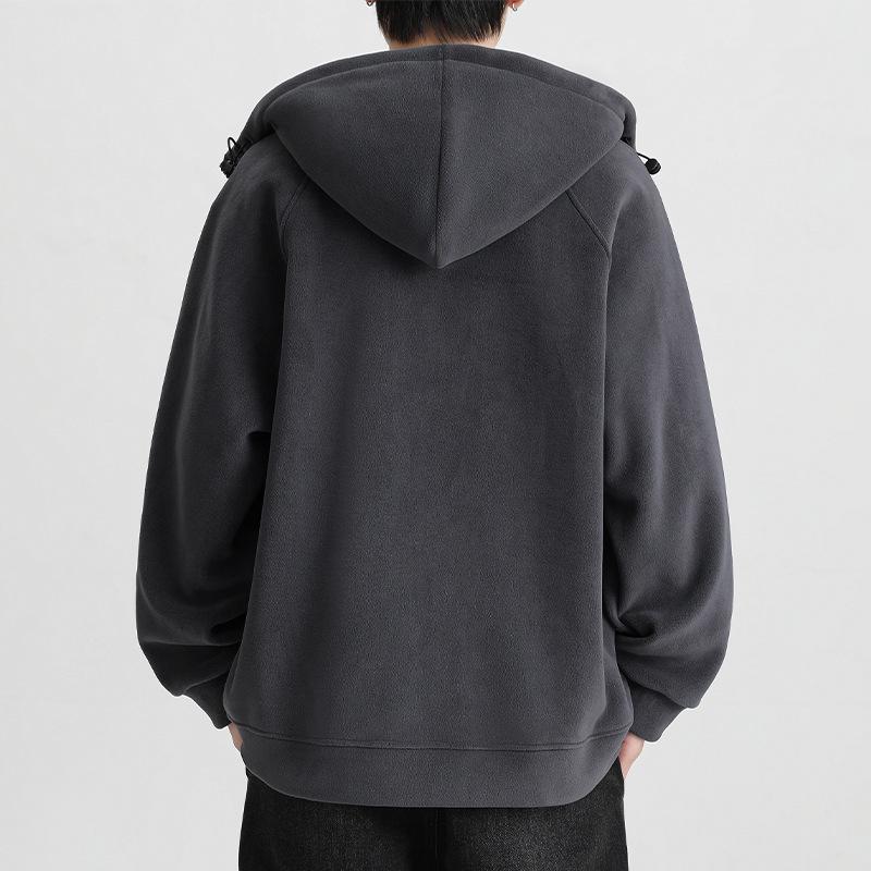 Plus Size Men's Winter Sherpa Fleece Hoodie Cardigan 2025 - Heavyweight Trendy Top