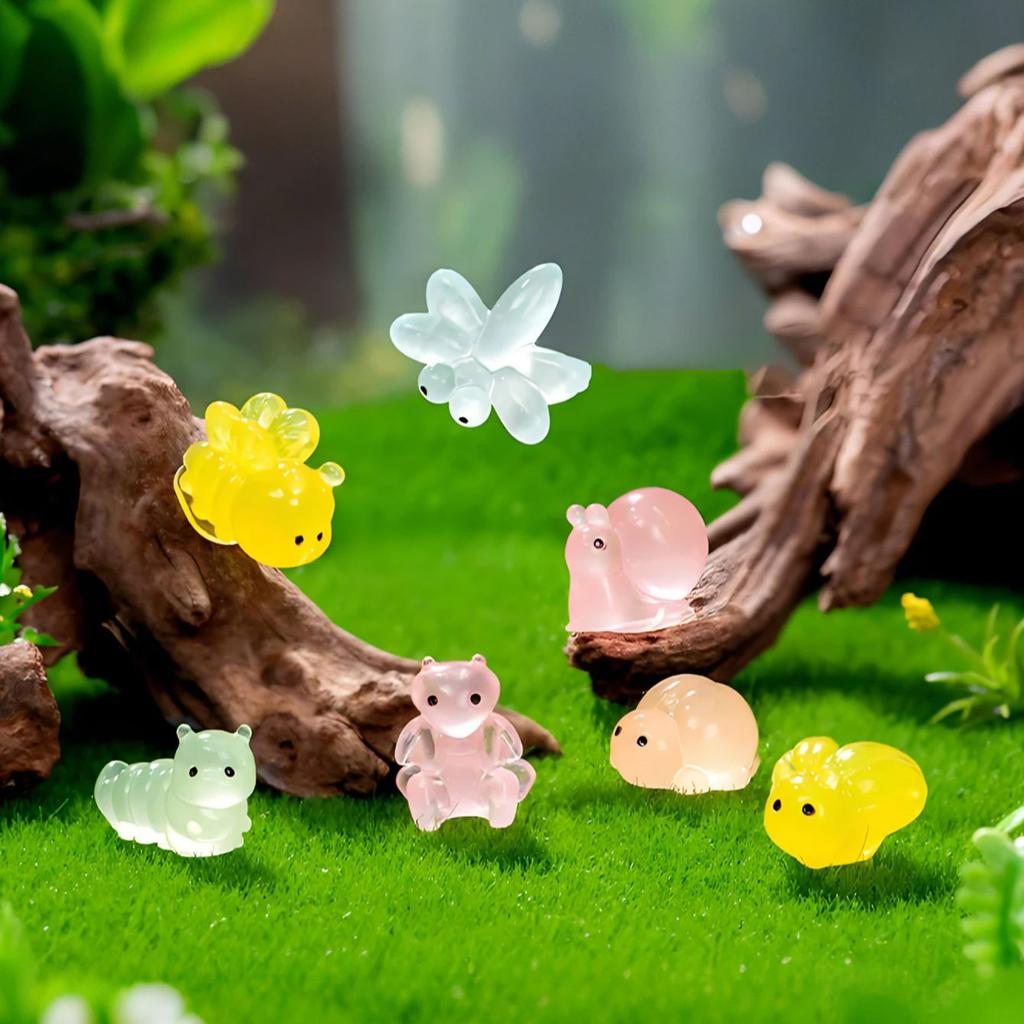 Non-Toxic 10/20Pcs Glow In Dark Insect Figurines Luminous Resin Animals For Fairy Garden Home Decor Gift