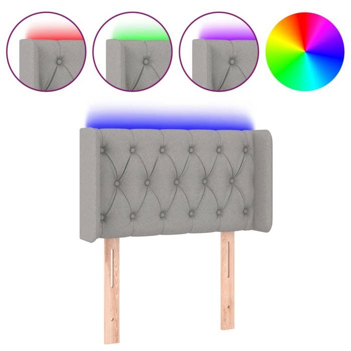 VidaXL LED Headboard Bedroom Furniture Single Bed Accessory Headboard Bed Frame Interior Light Grey 3123546