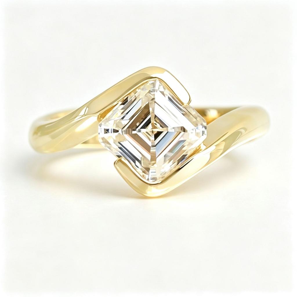 Asche Pagoda Design-Moissanite Ring Light Luxury Geometric Ladies Daily All-match Style