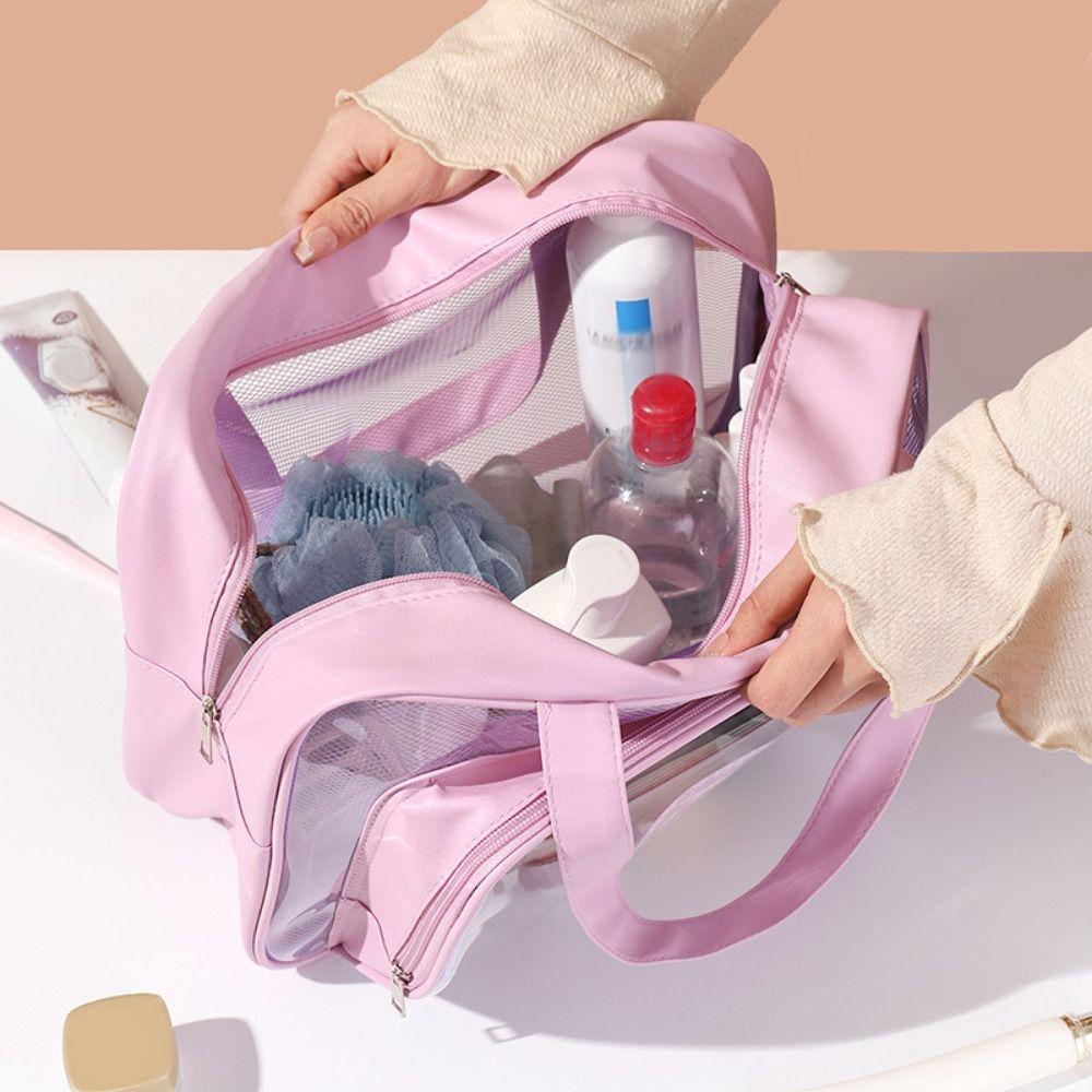 Wet and Dry Separation Toiletry Storage Pouch Large Capacity Clear Toiletry Case Women