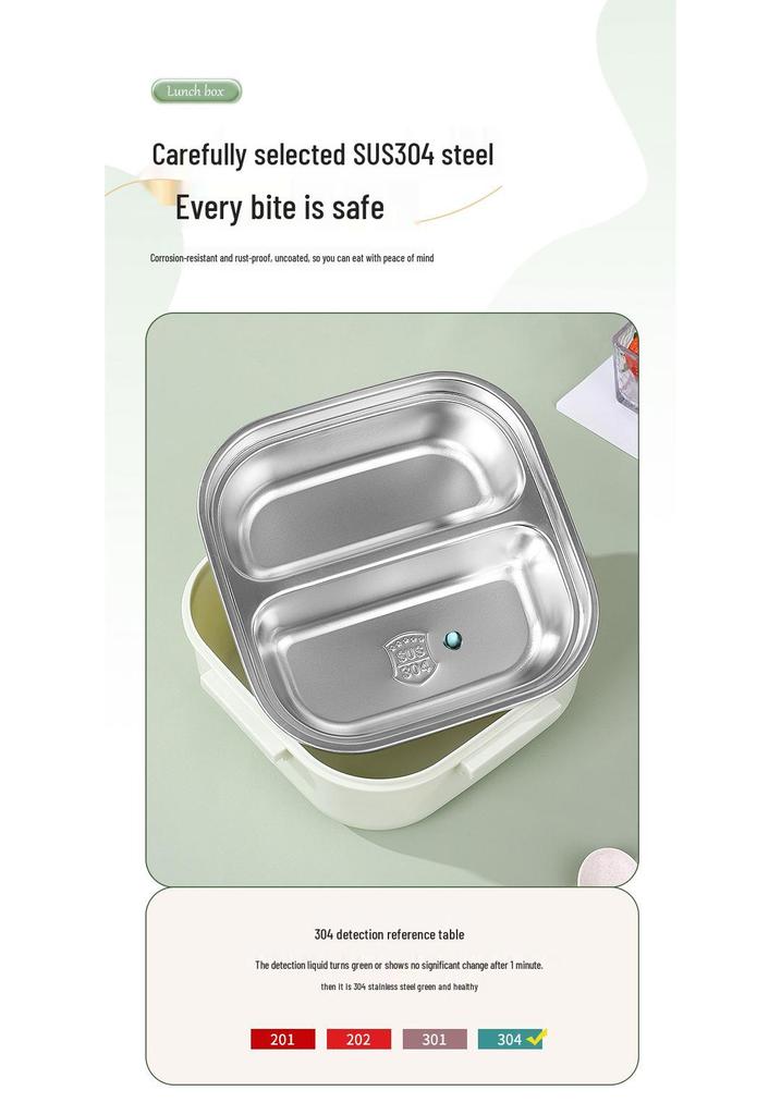 Korean Style 304 Stainless Steel Insulated Lunch Box for Men, Women, Students, and Office Workers